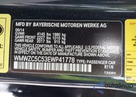 2014 Mini Countryman Cooper S from USA, damaged, VIN WMWZC5C53EWP41778